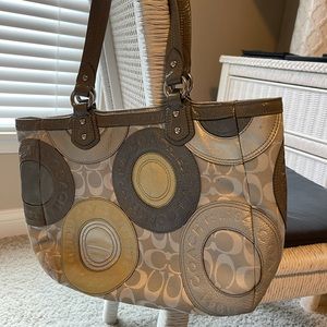 Grey Coach East West Circle Patchwork Purse
